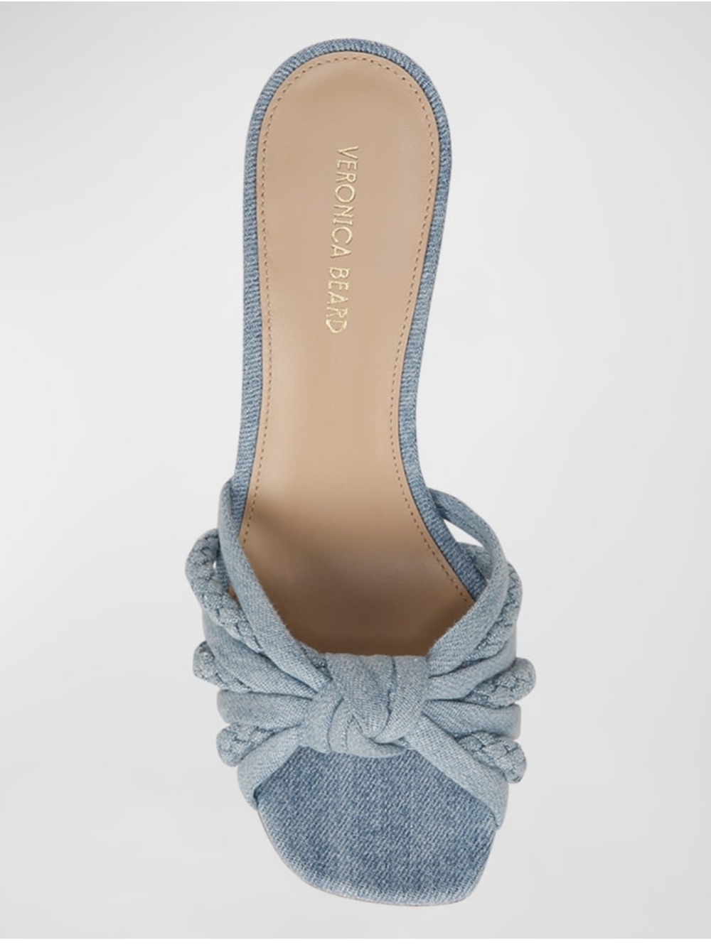 Veronica Beard Misa Braided Denim Knot Kitten Heel Sandals 7.5 - Picture 4 of 10